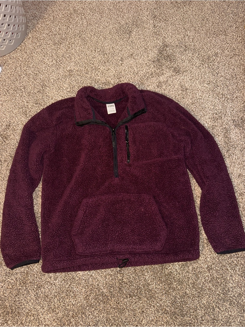 PINK Victoria's Secret Women's Plush Quarter-Zip Sherpa - Plum